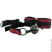 Кляпы в рот - дышащий кляп с наручниками scandal breathable ball gag with cuffs фото