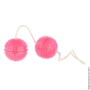 Вагинальные шарики - вагинальные шарики розового цвета с рельефными шипами  фото