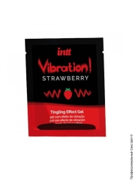Фото пробник жидкого вибратора со вкусом клубники intt vibration strawberry, 5мл в профессиональном Секс Шопе