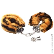 Купить наручники с мехом - тигровые наручники love cuffs tiger фото