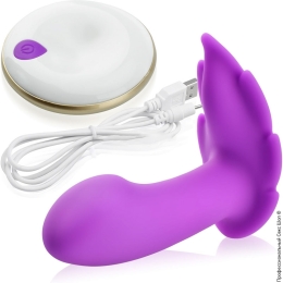 Фото переносной мастурбатор со стимулятором клитора в форме листа с пультом дистанционным управлением в профессиональном Секс Шопе
