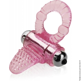 Фото вибрирующее эрекционное кольцо на пенис с язычком, стимулирующим клитор в профессиональном Секс Шопе