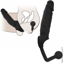 Фото восхитительная накладка-протез для пениса с анальной пробкой увеличение аж на  7 cm в профессиональном Секс Шопе