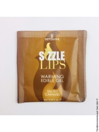 Фото масажний гель-пробник sensuva - sizzle lips salted caramel в профессиональном Секс Шопе