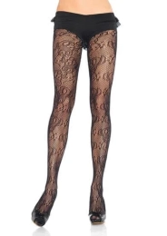 Фото leg avenue - ажурные колготки с красивым узором, s-l (чёрный) в профессиональном Секс Шопе