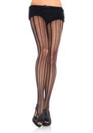 Фото leg avenue - ажурные колготки с полосами, s-l (чёрный) в профессиональном Секс Шопе