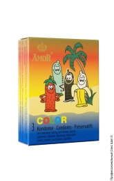 Фото кольорові презервативи amor color, 3 шт. в профессиональном Секс Шопе
