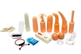 Фото большой набор различных секс игрушек sex toy kit в профессиональном Секс Шопе