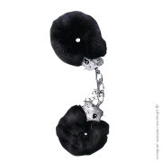 Садо-мазо (БДСМ) игрушки и аксессуары (страница 2) - черные наручники с мягким мехом luv bonds love cuffs black фото