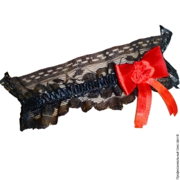Фото подвязка черная с красным бантом в профессиональном Секс Шопе