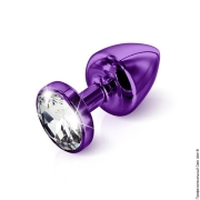 Анальні пробки з кристалами і стразами - анальна пробка з стразой сваровскі diogol anni round purple фото