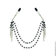 Зажимы на соски - прикраса ланцюжок з затискачами для сосків midnight black jeweled nipple clamps фото