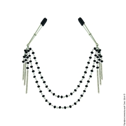 Фото прикраса ланцюжок з затискачами для сосків midnight black jeweled nipple clamps в профессиональном Секс Шопе