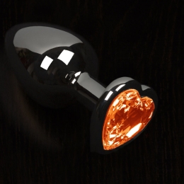 Фото велика графітова анальна пробка з кристалом у вигляді сердечка в профессиональном Секс Шопе