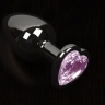 Большая графитовая анальная пробка с кристаллом в виде сердечка - Большая графитовая анальная пробка с кристаллом в виде сердечка