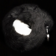 Анальні пробки з хвостом - анальна пробка з сірим пухнастим хвостиком фото