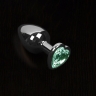 Большая серебристая анальная пробка с кристаллом в виде сердечка - Большая серебристая анальная пробка с кристаллом в виде сердечка
