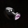 Велика срібляста анальна пробка з кристалом у вигляді сердечка - Велика срібляста анальна пробка з кристалом у вигляді сердечка