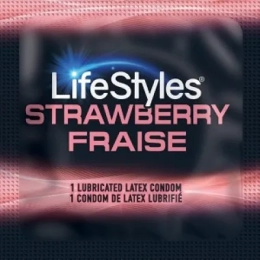 Фото lifestyles - strawberry - презерватив ароматизированный, 1 шт (клубника) в профессиональном Секс Шопе