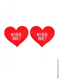 Фото красные наклейки на грудь  kiss me! в профессиональном Секс Шопе
