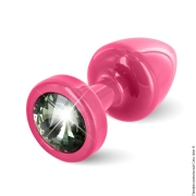 Анальные пробки ❤️ из металла - анальна пробка з стразом diogol anni round pink фото