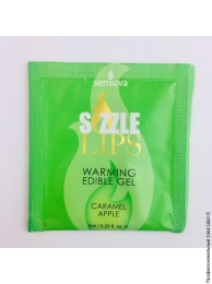Фото массажный гель-пробник sensuva - sizzle lips caramel apple (карамель/яблоко) в профессиональном Секс Шопе