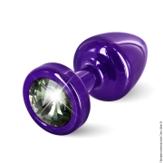 Анальні пробки з кристалами і стразами - анальна пробка з стразом diogol anni round purple  фото