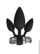 Анальні пробки (сторінка 13) - набір анальних плаг menzstuff 3-piece anal cone set black, діаметр 1,4см-2,6см фото