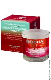 Фото масажна свічка - kissable massage candle strawberry (125 мл) в профессиональном Секс Шопе