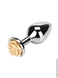 Фото металлическая анальная пробка flower beige, 9х3,5см в профессиональном Секс Шопе