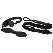 Комплекты и наборы BDSM аксессуаров - бдсм набор плетка кляп маска и фиксаторы для рук фото