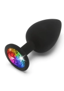 Анальная пробка с камнем - toy joy rainbow booty jewel large - анальная пробка с радужным кристаллом в основании, 9х4.5 см (l) фото