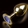 Большая золотистая анальная пробка с кристаллом - Большая золотистая анальная пробка с кристаллом