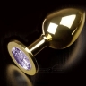 Велика золотиста анальна пробка з кристалом - Велика золотиста анальна пробка з кристалом