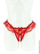 Женская сексуальная одежда и эротическое белье (сторінка 41) - червоні трусики з мереживом і намистинами фото