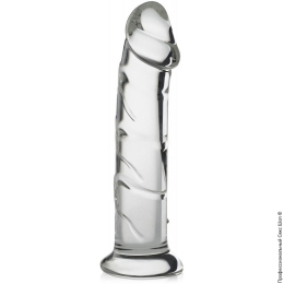 Фото скляний фалоімітатор елегантний пенетратор на підставці пеніс в профессиональном Секс Шопе