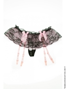 Женская сексуальная одежда и эротическое белье (страница 37) - кружевной черно-розовый пояс для чулок фото