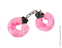 Фото рожеві хутряні наручники з металу в профессиональном Секс Шопе