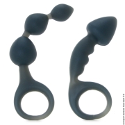 Анальные игрушки ❤️ с кольцом - сет з 2 анальних пробок bottoms up® butt silicone anal toy фото