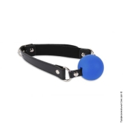 Садо-мазо (БДСМ) игрушки и аксессуары - кляп чорний з синім кулькою фото
