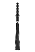 Анальная цепочка - fetish tentation whip with rosary handle - флоггер с ручкой с анальными бусами, 19х4 см (черный) фото