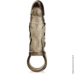 Фото гелевая полная насадка на пенис с кольцом, повышающим ощущения в профессиональном Секс Шопе