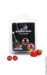 Фото набір кульок з масажним маслом 2 strawberry brazilian balls set в профессиональном Секс Шопе