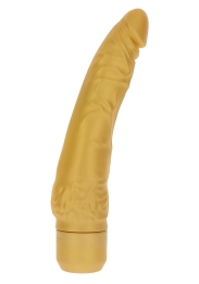 Фото get real gold dicker slim vibrator - вибратор на батарейках, 16х4.7 см (золотистый) в профессиональном Секс Шопе