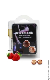 Фото набір кульок з масажним маслом 2 strawberry and sparkling wine brazilian balls в профессиональном Секс Шопе