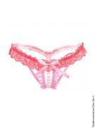 Женские сексуальные трусики шортики и эротические стринги (страница 5) - розовые трусики с вырезом и бусинами фото