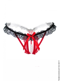 Фото червоні трусики з вирізом і намистинами в профессиональном Секс Шопе