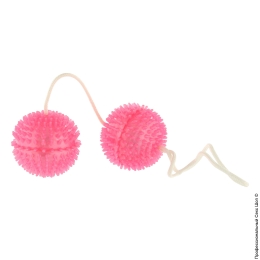 Фото вагинальные шарики розового цвета с рельефными шипами  в профессиональном Секс Шопе