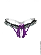 Женская сексуальная одежда и эротическое белье (сторінка 42) - фіолетові трусики з вирізом і намистинами фото