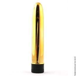 Фото пластиковий вібратор золотистого кольору total gold в профессиональном Секс Шопе